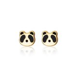 925 Silver Panda Stud Earrings 14k Women's Jewelry