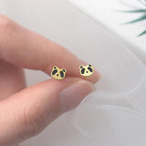 925 Silver Panda Stud Earrings 14k Women's Jewelry