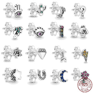 925 Sterling Silver Rose Crystals Earings Women