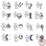 925 Sterling Silver Rose Crystals Earings Women