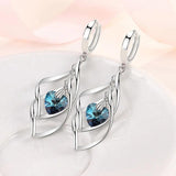 925 Silver Hollow Crystal Drop Earrings Wedding Gift