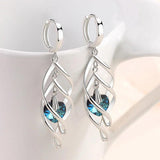 925 Silver Hollow Crystal Drop Earrings Wedding Gift