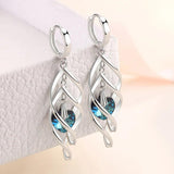 925 Silver Hollow Crystal Drop Earrings Wedding Gift
