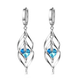 925 Silver Hollow Crystal Drop Earrings Wedding Gift