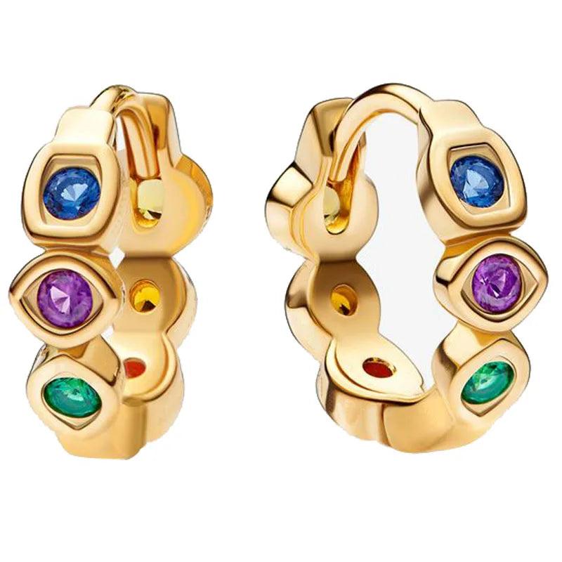 925 Silver Infinity Stones Feather Heart Earring