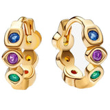 925 Silver Infinity Stones Feather Heart Earring