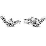 925 Silver Infinity Stones Feather Heart Earring