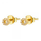 925 Sterling Silver Round Stud Earrings Crystal Jewelry
