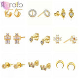 925 Sterling Silver Round Stud Earrings Crystal Jewelry