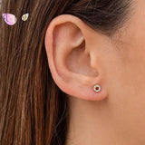 925 Sterling Silver Round Stud Earrings Crystal Jewelry