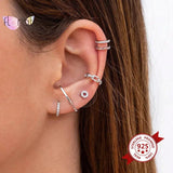 925 Sterling Silver Round Stud Earrings Crystal Jewelry