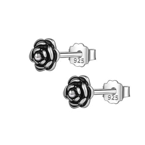 Vintage Mini Flower Stud Earrings 925 Silver