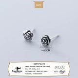 Vintage Mini Flower Stud Earrings 925 Silver
