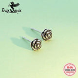 Vintage Mini Flower Stud Earrings 925 Silver