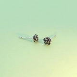 Vintage Mini Flower Stud Earrings 925 Silver