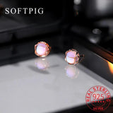 925 Silver Moonstone Stud Earrings Classic Jewelry