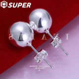 925 Silver Round Ball Stud Earrings Wedding Party Jewelry