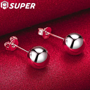 925 Silver Round Ball Stud Earrings Wedding Party Jewelry