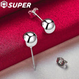925 Silver Round Ball Stud Earrings Wedding Party Jewelry
