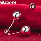 925 Silver Round Ball Stud Earrings Wedding Party Jewelry