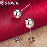 925 Silver Round Ball Stud Earrings Wedding Party Jewelry
