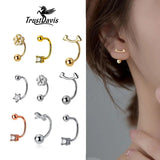 925 Sterling Silver Flower Bowknot Star Stud Earrings Women Fine Jewelry