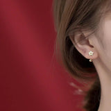 925 Sterling Silver Flower Bowknot Star Stud Earrings Women Fine Jewelry