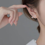 925 Sterling Silver Flower Bowknot Star Stud Earrings Women Fine Jewelry