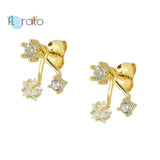 925 Silver Crystal Star Stud Earrings Women Jewelry