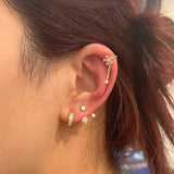 925 Silver Crystal Star Stud Earrings Women Jewelry