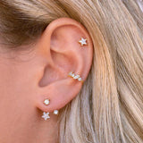 925 Silver Crystal Star Stud Earrings Women Jewelry