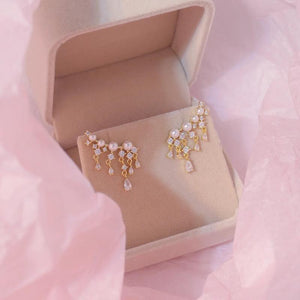 14k Real Jewelry Pearl Zircon Tassel Earrings for Woman