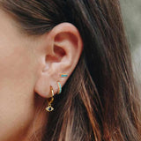 925 Silver Evil Eye Huggie Earrings Zircon Hoops for Women Wedding Jewelry