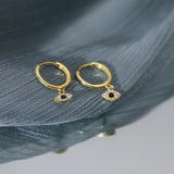 925 Silver Evil Eye Huggie Earrings Zircon Hoops for Women Wedding Jewelry