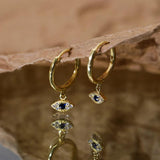 925 Silver Evil Eye Huggie Earrings Zircon Hoops for Women Wedding Jewelry
