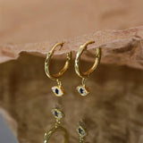 925 Silver Evil Eye Huggie Earrings Zircon Hoops for Women Wedding Jewelry