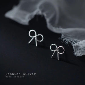 TrustDavis 925 Silver Bowknot Stud Earrings For Daughter Girls Gift DA2983