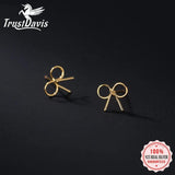 TrustDavis 925 Silver Bowknot Stud Earrings For Daughter Girls Gift DA2983
