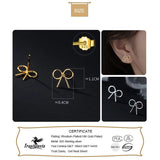 TrustDavis 925 Silver Bowknot Stud Earrings For Daughter Girls Gift DA2983