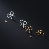 TrustDavis 925 Silver Bowknot Stud Earrings For Daughter Girls Gift DA2983