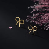 TrustDavis 925 Silver Bowknot Stud Earrings For Daughter Girls Gift DA2983