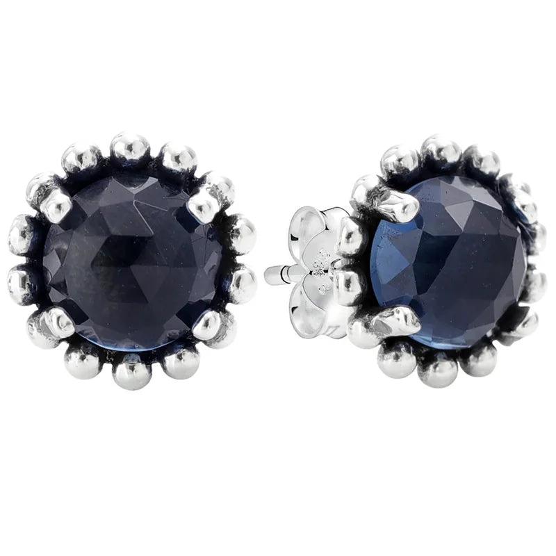 925 Silver Butterfly Pansy Flower Heart Pearl Earring