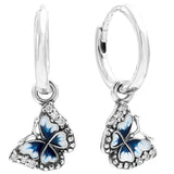 925 Silver Butterfly Pansy Flower Heart Pearl Earring