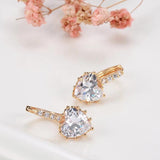Big Zircon Cut Dangle Heart Rose Earrings 585 Plating Clip Earrings
