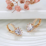 Big Zircon Cut Dangle Heart Rose Earrings 585 Plating Clip Earrings