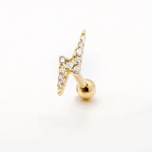 925 Silver Crystal Zircon Lightning Piercing Earrings for Women