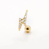 925 Silver Crystal Zircon Lightning Piercing Earrings for Women