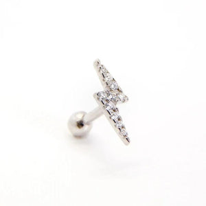 925 Silver Crystal Zircon Lightning Piercing Earrings for Women