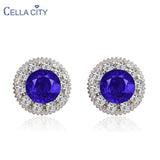 925 Silver Ruby Sapphire Pink Crystal Studs