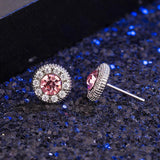925 Silver Ruby Sapphire Pink Crystal Studs